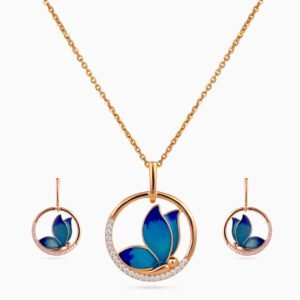 Blue Arc Papillon Pendant Set