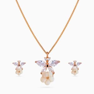 Crystal Wing Blossom Pendant Set