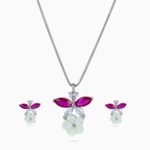 Fuchsia Wing Blossom Pendant Set