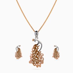 Regal Peacock Filigree Pendant Set