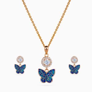 Mosaic Papillon Halo Pendant Set