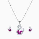 Ruby Wing Swan Pendant Set