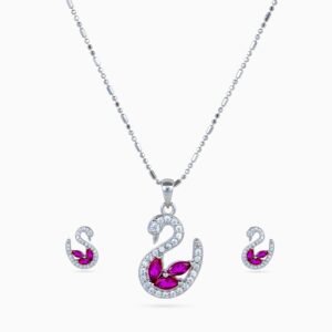Ruby Wing Swan Pendant Set