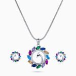 Peacock Radiance Wreath Pendant Set