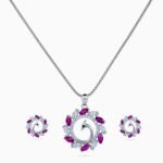 Peacock Ruby Wreath Pendant Set