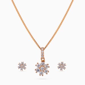 Rose Daisy Cluster Pendant Set