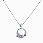 Rainbow Papillon Circle Necklace