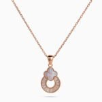 Rose Opaline Clover Baguette Pendant