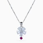 Crystal Petal Ruby Drop Necklace