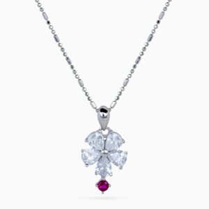 Crystal Petal Ruby Drop Necklace