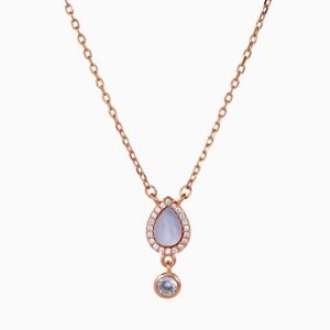 Teardrop Halo Pearl Drop Necklace